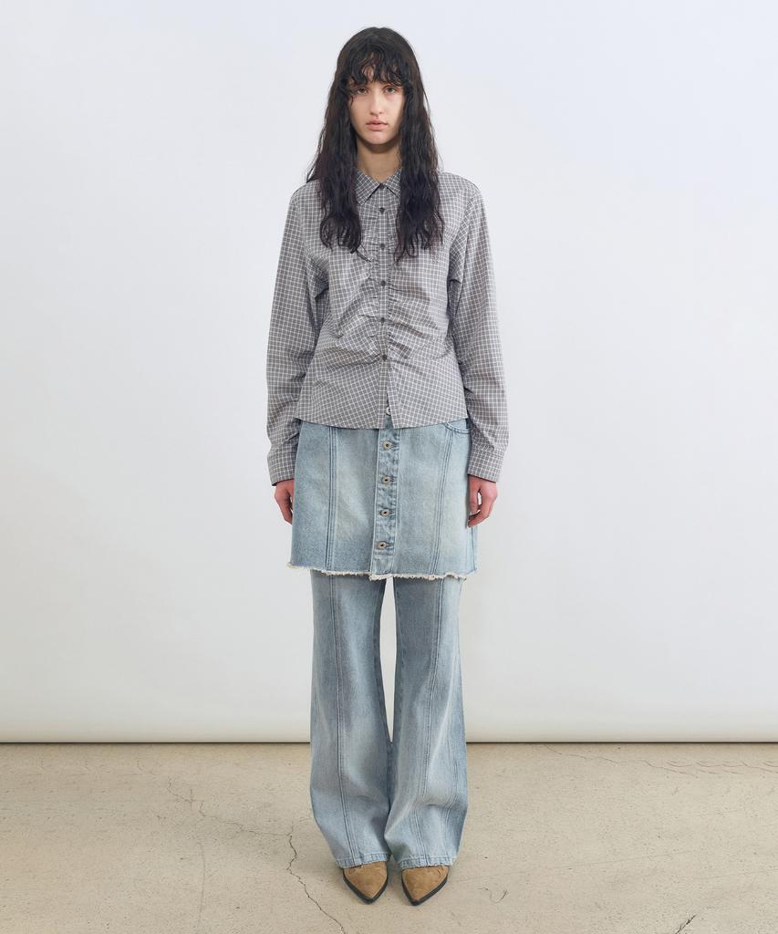 Insilence Woman Divide Denim Skirt Blue