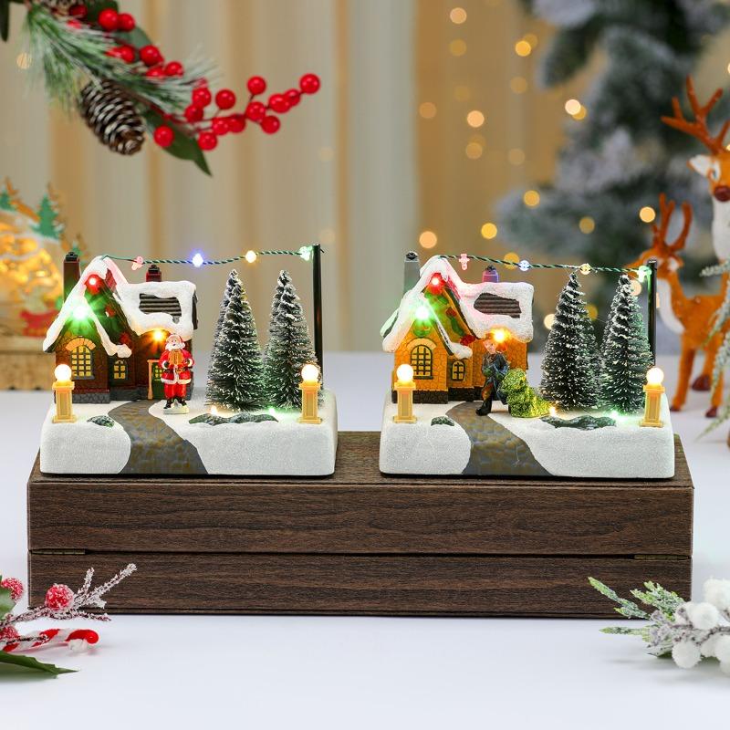New Resin Luminous Music Box Ornament, Music Box, Christmas Decoration, Christmas Gift, Snow Scene Display