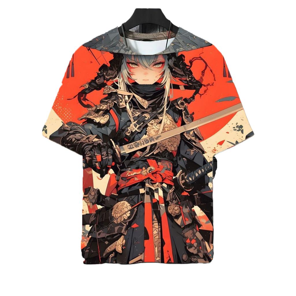 Japanese Style Samurai Katana Girl Tattoo T-shirts 3D Printed Fashion Men Women Harajuku Short Sleeve Tee Top Oversized Clothing