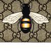 Gucci Bienenprint Logo Kurzes doppelt gefaltetes Canvas und Leder Portemonnaie Herren Portemonnaie Ebenholz 451268K5V1N8666