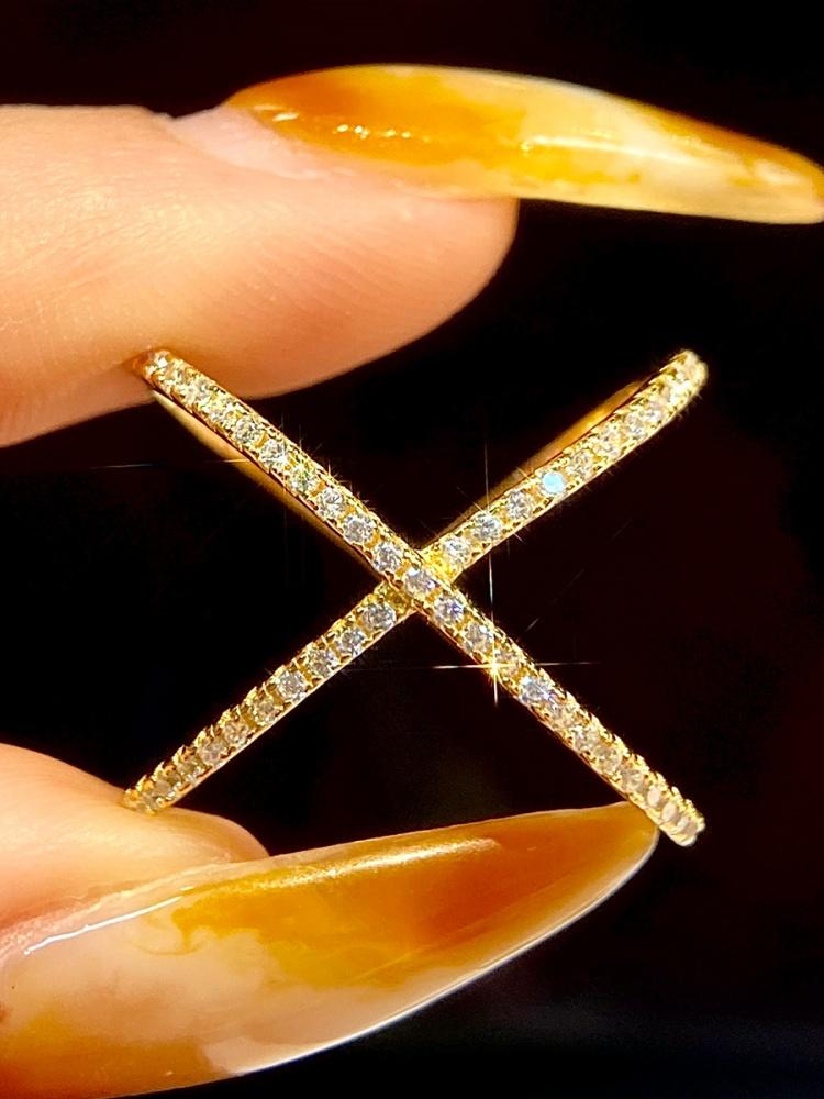 925 Sterling Silver Simple Classic Gorgeous Zircon X-Shaped Ring For Women Engagement Wedding Luxury High Quality Fine Jewelry