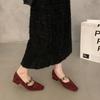 Coarse heel single shoes women's spring and autumn new evening shoes soft-soled ballet shoes with Mary Jane shoes women