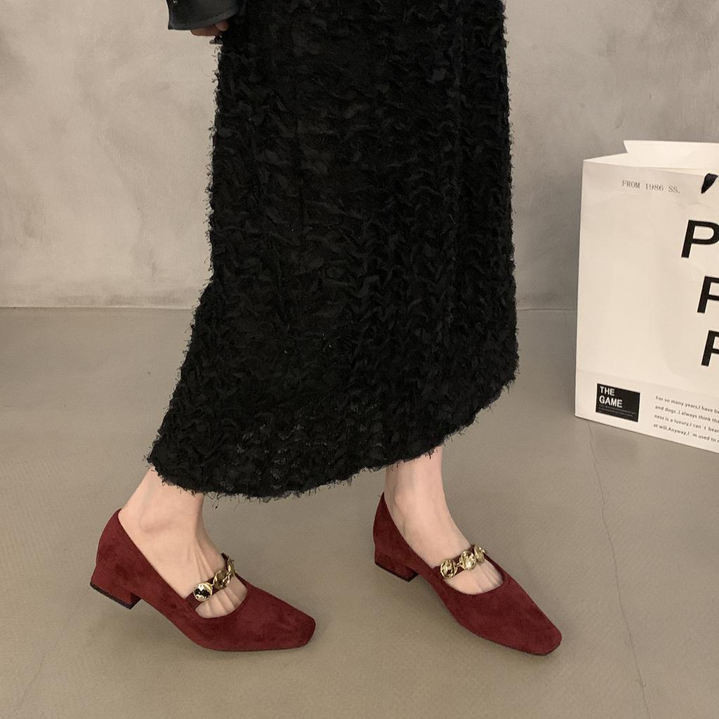 Coarse heel single shoes women's spring and autumn new evening shoes soft-soled ballet shoes with Mary Jane shoes women