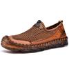 Shoes Handmade Cowhide Mesh Breathable Sandals Men's Hollow Shoes Sewn Leather Shoes Air-conditioned Shoes
