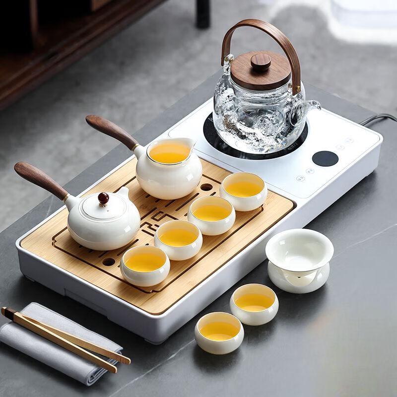 

Luxury Japanese Frosted Ceramic Gongfu Tea Set with Stone Tray