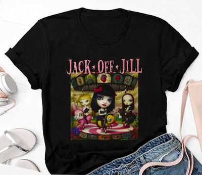 Corazones Claros Flores Grises Camiseta Tops Camiseta Jack Off Jill