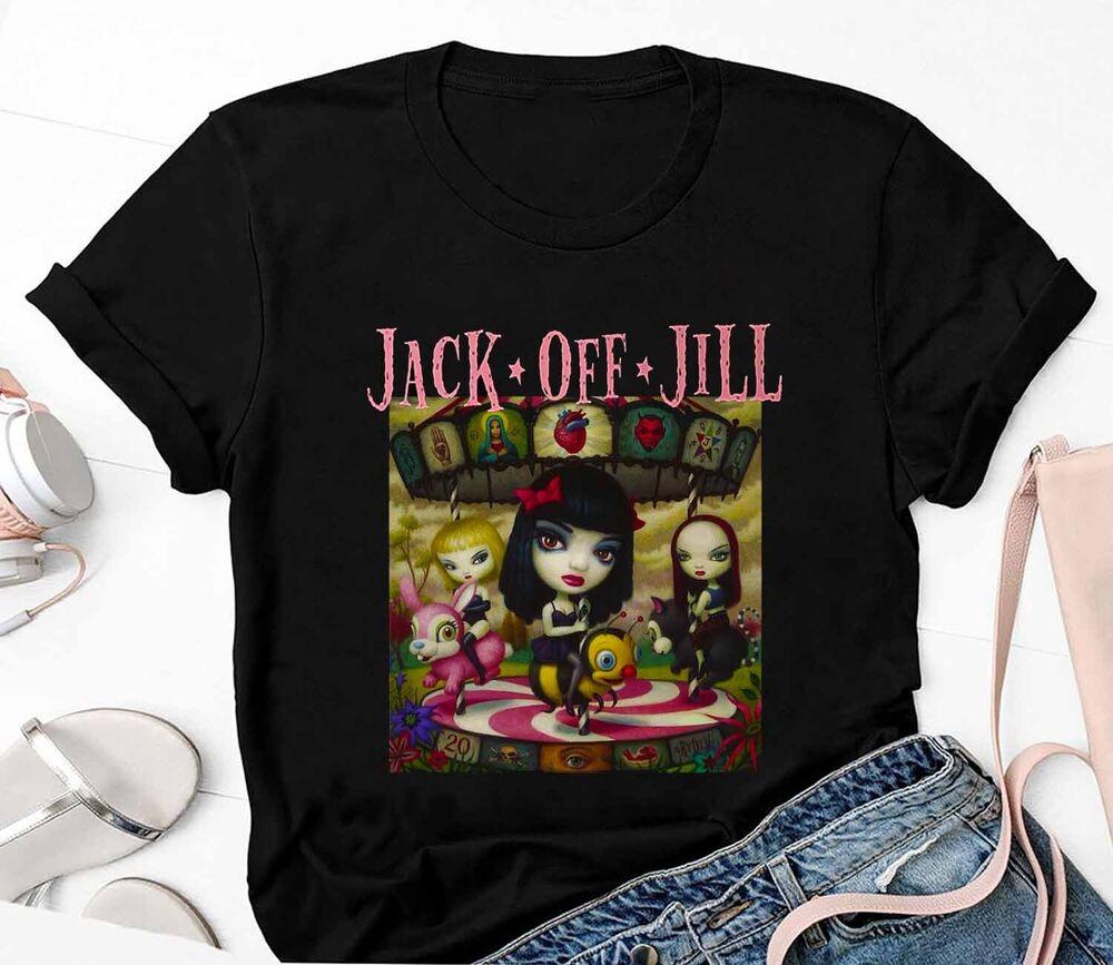 Clear Hearts Grey Flowers Jack Off Jill T-shirt Tops Tee