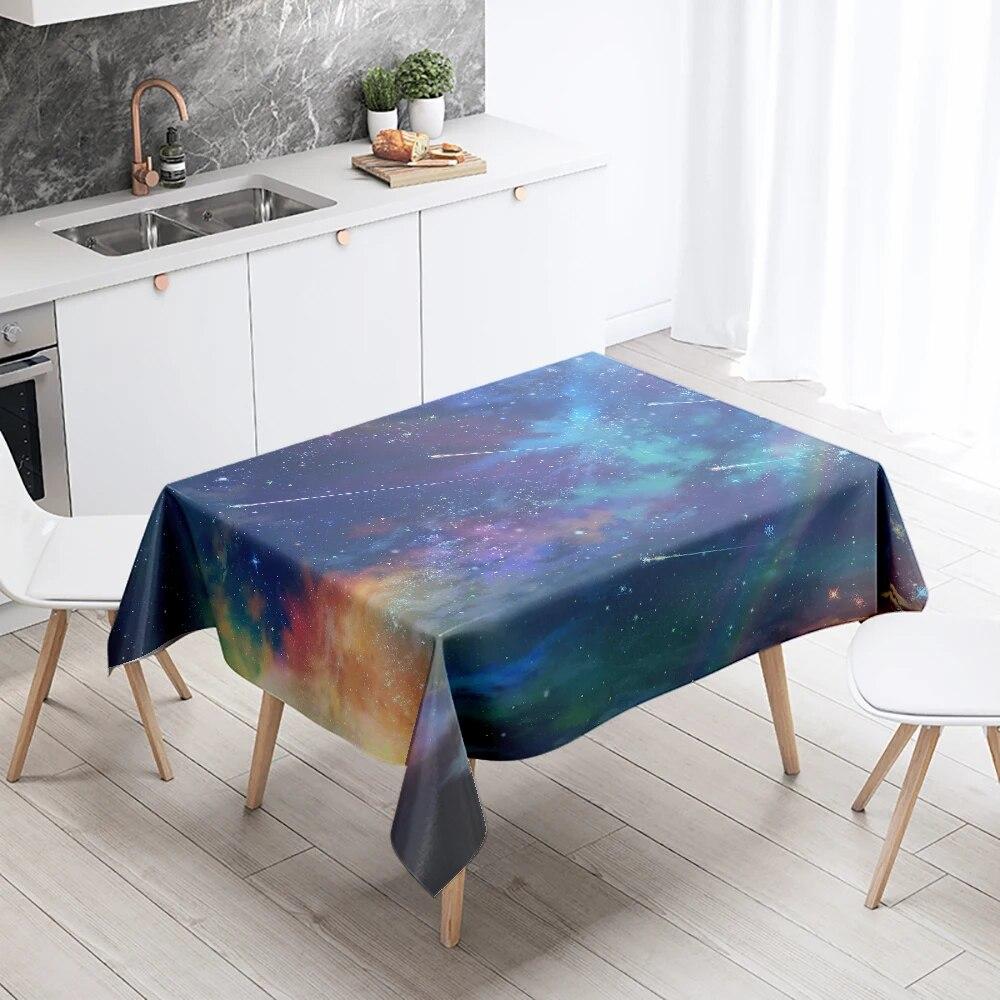 

Скатерть «Звездная Вселенная» для кемпинга, вечеринки, против пятен, водонепроницаемая, прямоугольная, кухонный, обеденный стол, домашний декор 40x70cm