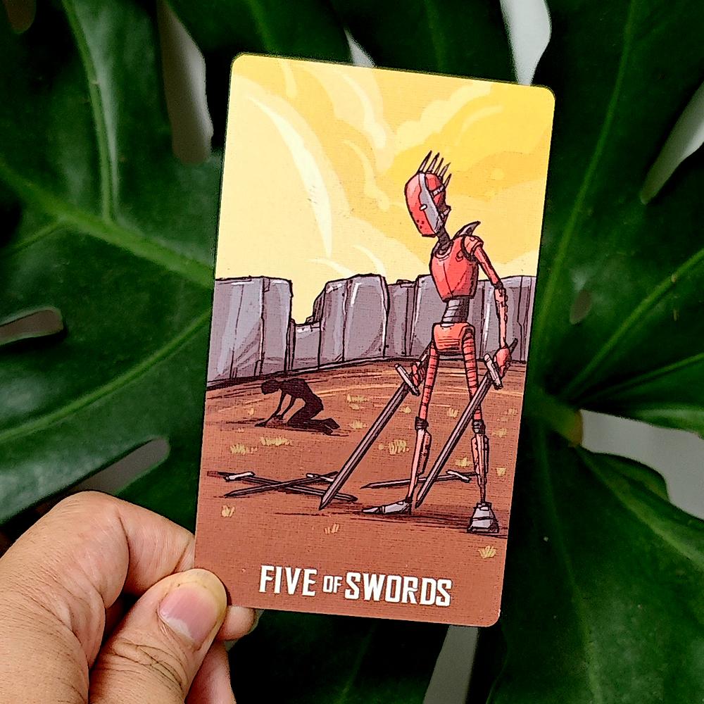 Tarotbot A Robot Themed Tarot Deck 12*7cm 80 Pcs Robot Cartoon Tarot Cards Based On Rider System