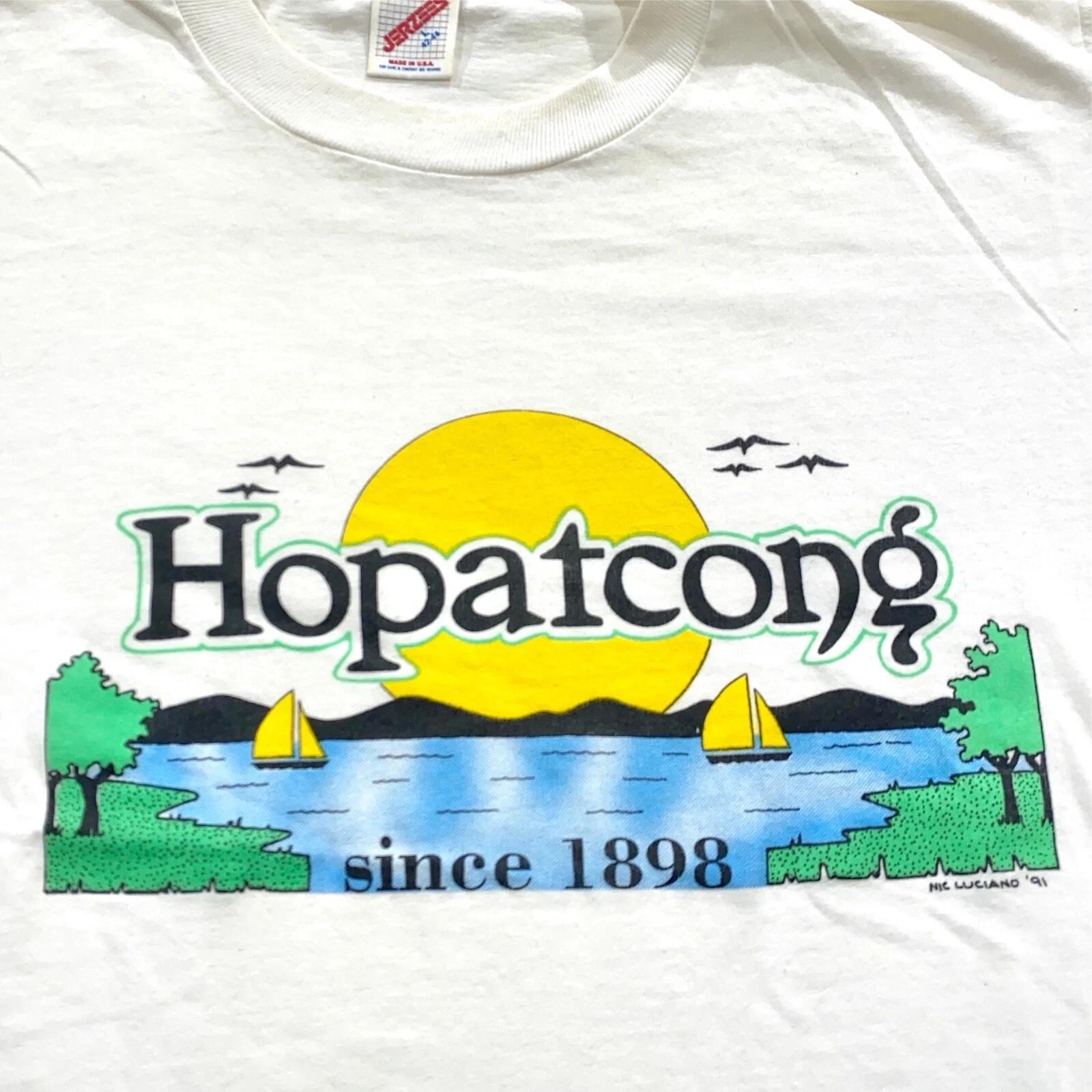 

vtg 90s LAKE HOPATCONG NEW JERSEY T-Shirt M/L soft thin beach sail boat surf S