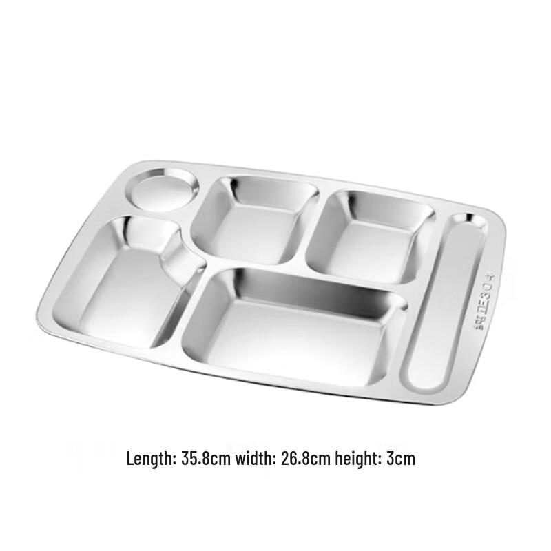 304 Stainless Steel Divided Cafeteria Meal Tray