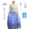  Elsa Princess Dress Long Sleeve Girls Costume Halloween Cosplay Gown with Cape Train Kids Party Dress