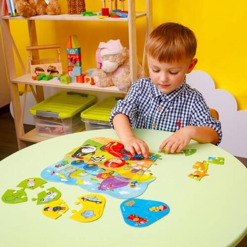 Puzzle 2W1 Vehicles Set Jigsaw Mini Educational Game Roter Kafer