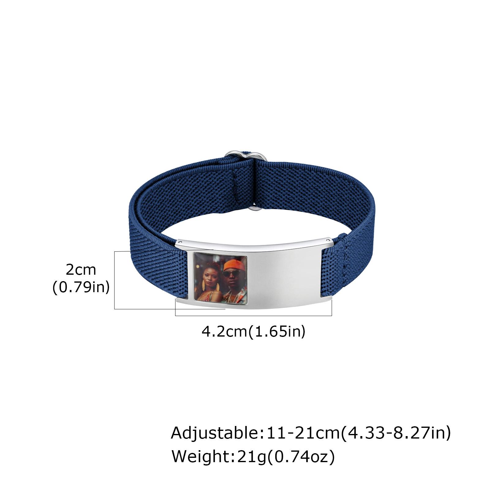 

Personalized Photo Custom Engraved Text Bracelets for Men Elastic Strap Stainless Steel ID Bracelets Customized Jewelry for Him custom 1 side