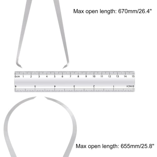 Kozelo Solid Joint Inner and Outer Caliper Set - 14-inch Stainless Steel Metal Solid Friction Joint Measuring Tool for Size Measurements, Silver Tone