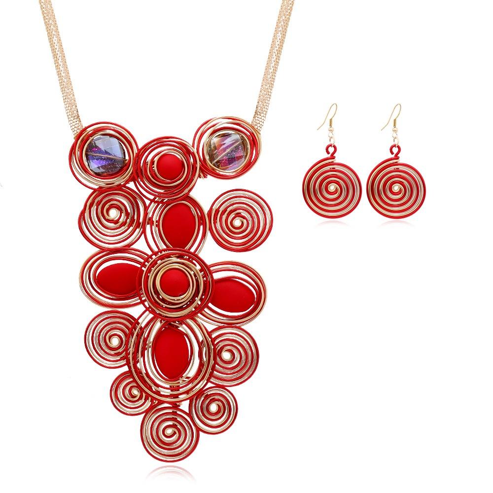 

Поставка ювелирных изделий, Креативный преувеличенный комплект ожерелий из алюминиевой проволоки, Ювелирные изделия красный