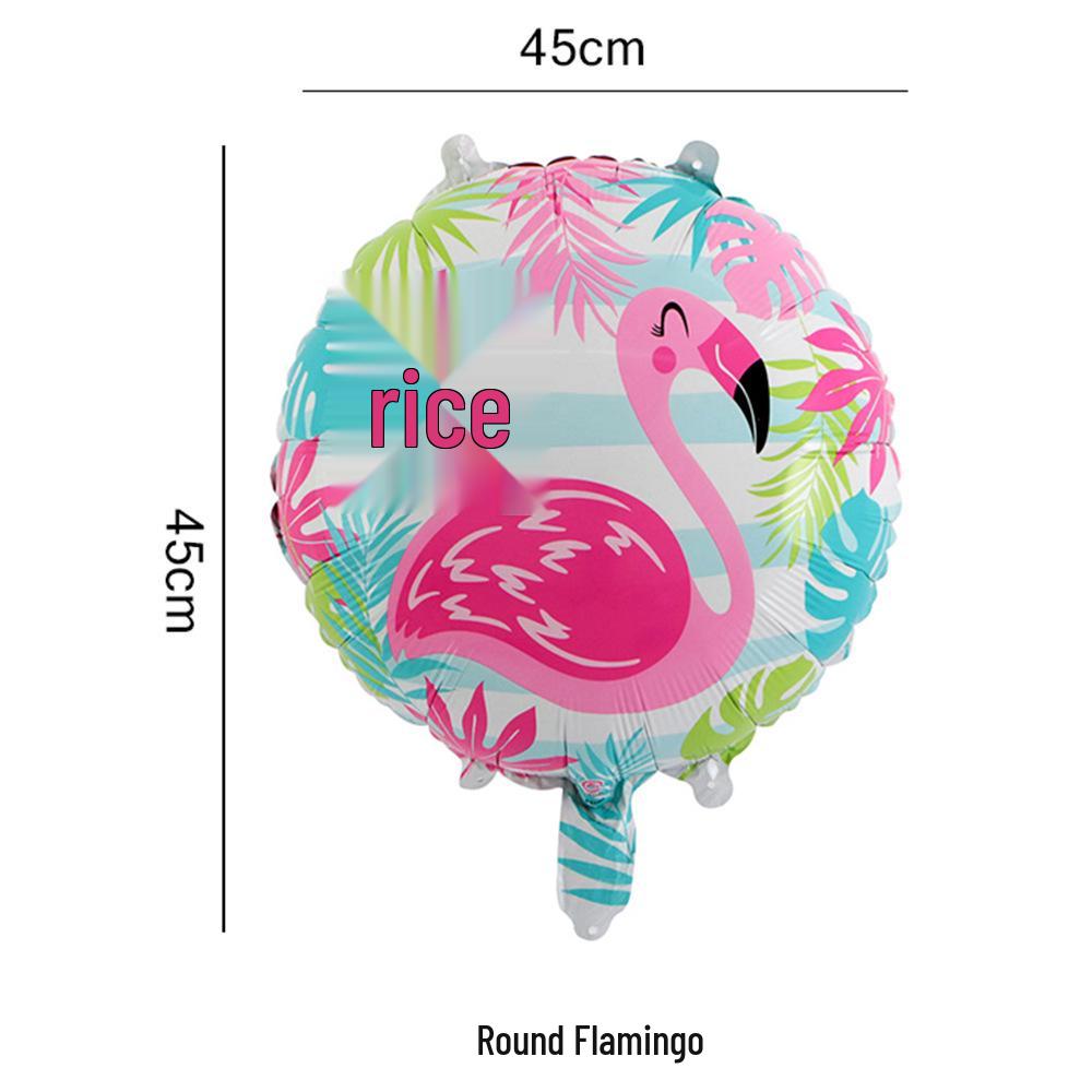 

18 Round Flamingo Aluminum Foil Balloon with Wine Glass and Leaf Design
