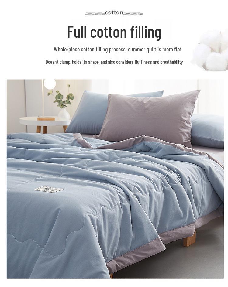 Cotton Solid Color Summer Quilt - Lightweight & Breathable for Dorms and Homes