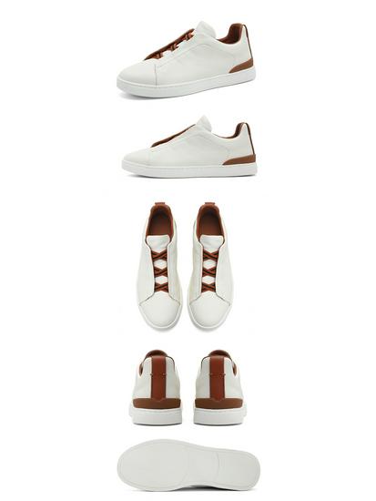 European Fashion Genuine Leather Slip-On Sneakers: High-End White Casual Shoes