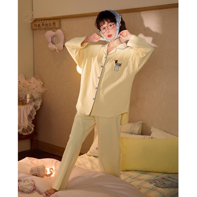 Gongdie Women s Dachshund Print Long-Sleeve Pajama Set L