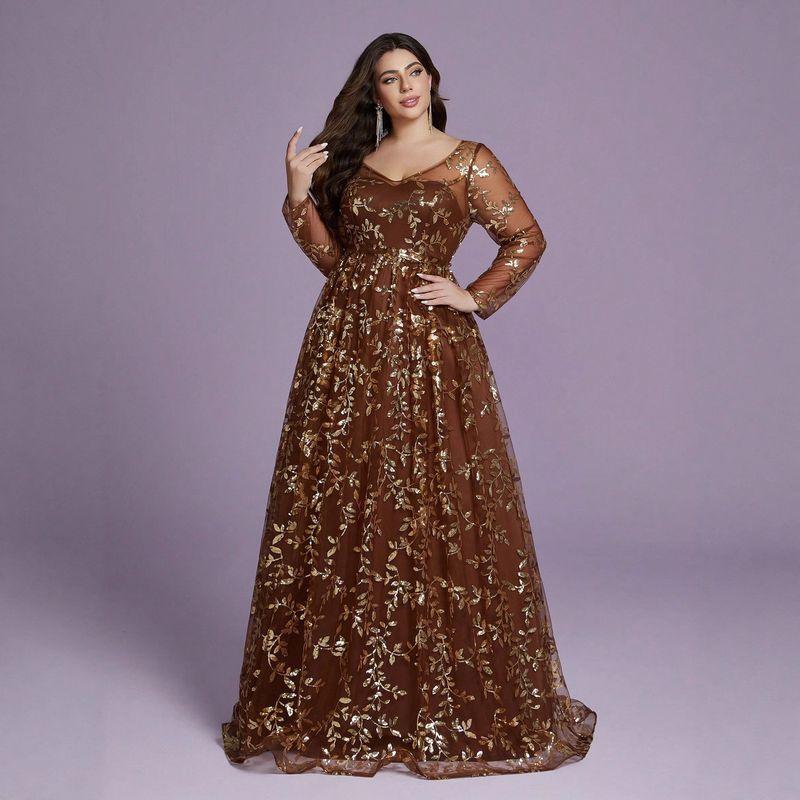 

European and American Plus-Size Dress New Style Slim-Fit Cocktail Party Prom Adult Dress Party Dress 4XL Picture Color--Al21111 0 XL