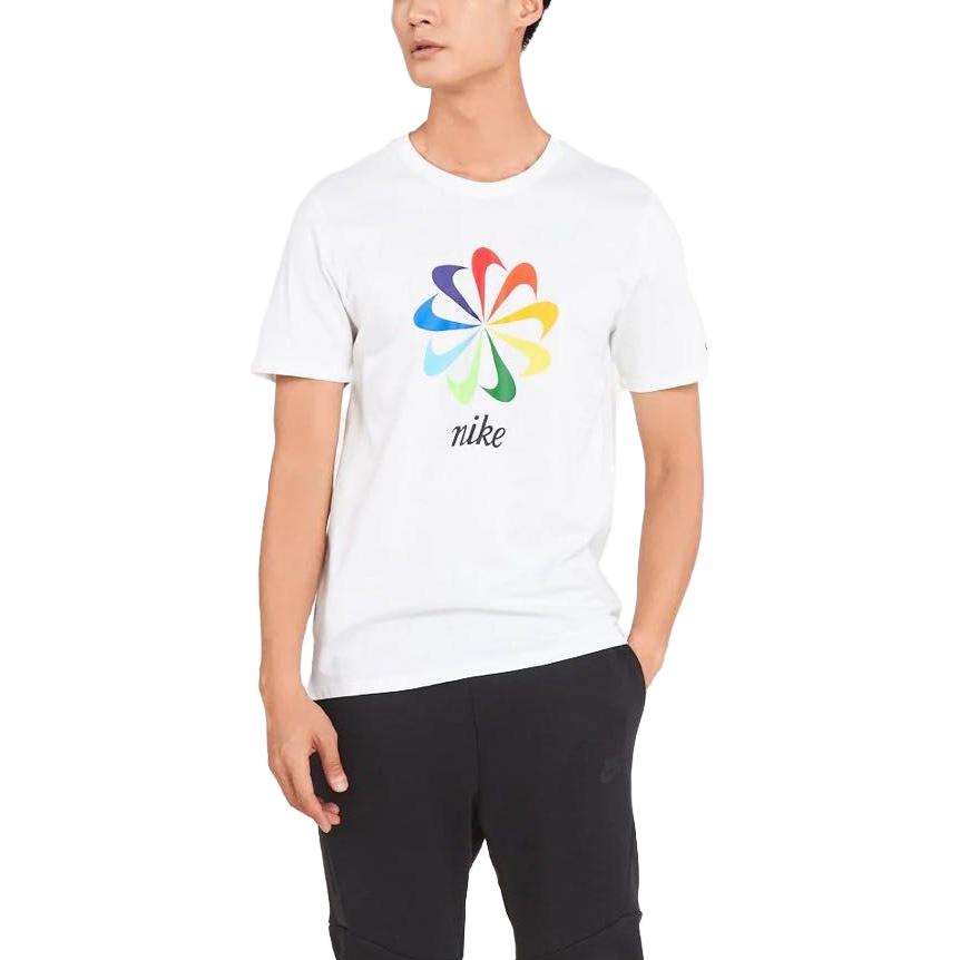 Nike Multicolor Hook Sunflower Round Neck Short Sleeve T-Shirt Men Tops White AQ5197-100