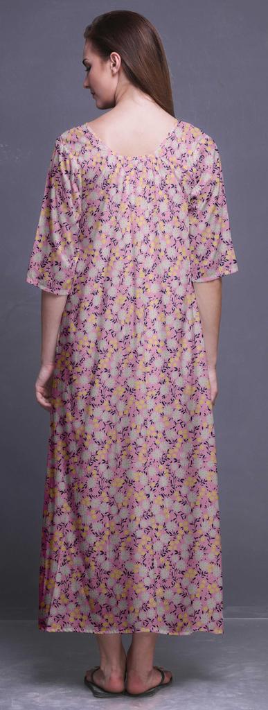 Bimba Lavender Butterflies Printed Nightgowns Maxi Sleepwear for Women Long Sleep Dress