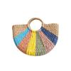 Women'S Wicker Handbag Semicircle Bags Totes Beach Straw Woven Rattan Bag Retro Rattan Bag Handknitting