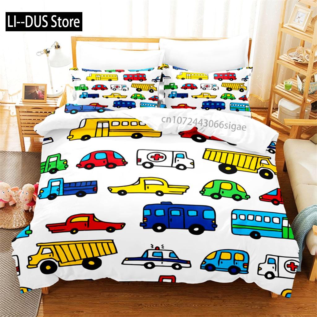 

Comforter Cartoon Car Bedding Set 3D Bedding Digital Printing Queen Size Bedding Set Fashion Design Comforter (quilt)-EU Single(135*200cm)3pcs