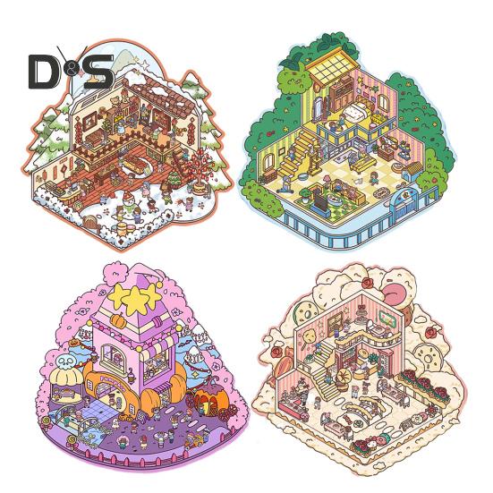 

4 комплекта DIY 3D наклейки для дома с сильной липкостью, водонепроницаемые, набор 3D наклеек для дома для кофейни, ресторана, забавные наклейки для сцен из мультфильмов B