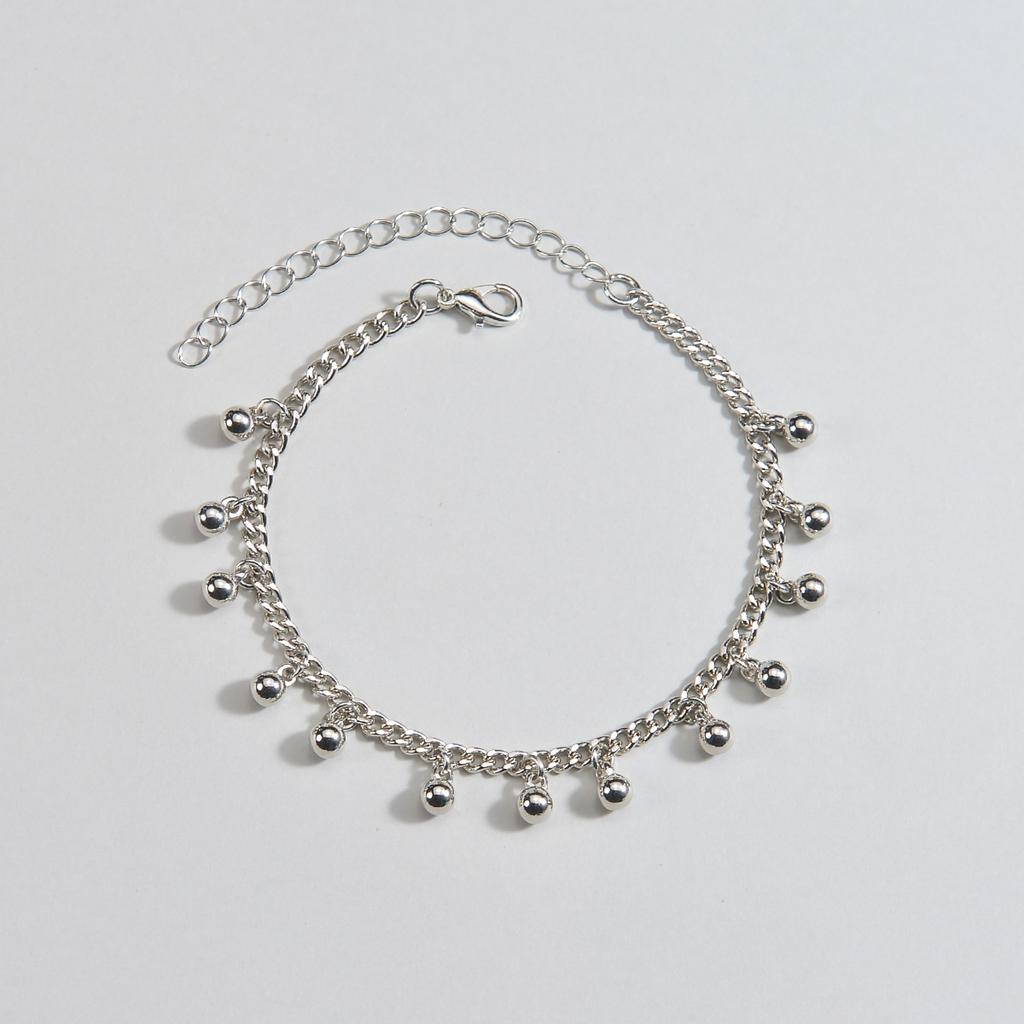 Fashionable and minimalist tassel round bead pendant single women's beach anklet