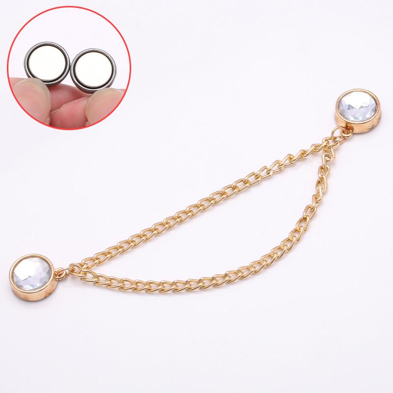New Rhinestone Magnetic Brooch Crystal Tassel Chian Metal Plating Magnetic Hijabs Clip Non-Hole Pins Fashion Accessories