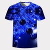 Summer New 3D Gold Digital Harajuku Print Short Sleeve Round Neck Men's Casual Personality Hip Hop Street T-shirt Tops