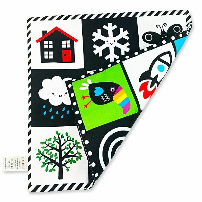 Livre de dessin animé pour nouveau-né, jouets à 2 côtés, livre en tissu doux, apprentissage éducatif pour enfants, noir/blanc, Cognition, bruissement, journal sonore