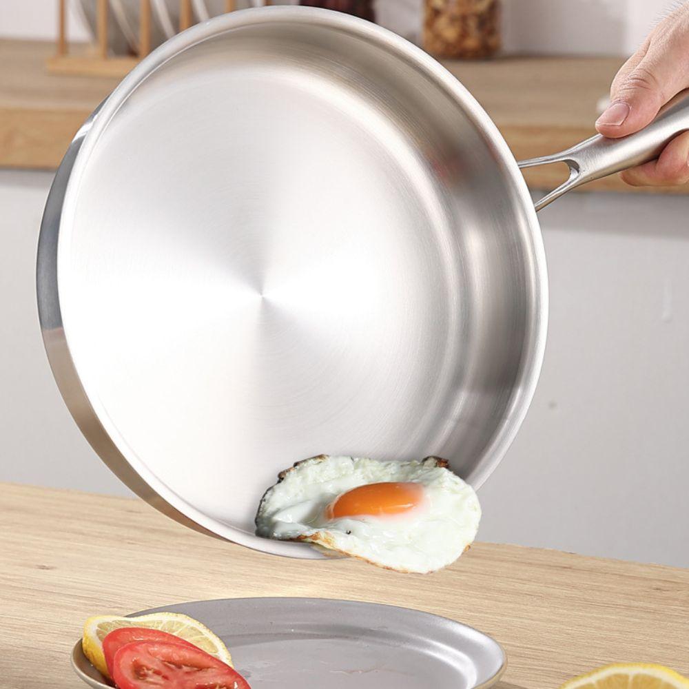 Uncoated Frying Wok Flat Bottom Fried Steak Pot Durable Saucepan  Home