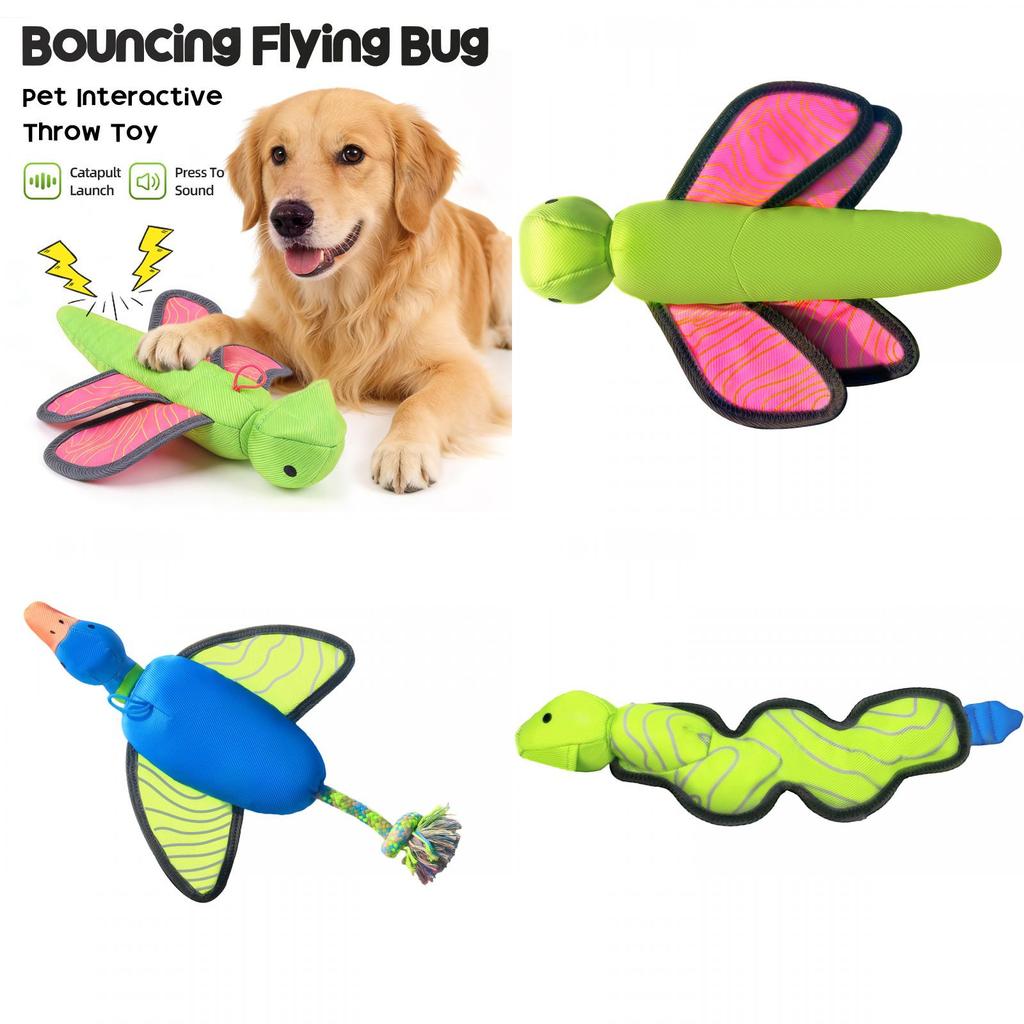 Oxford Cloth Interactive Pet Toy With Sound Ejecting Flying Insects For Dogs Outdoor Play