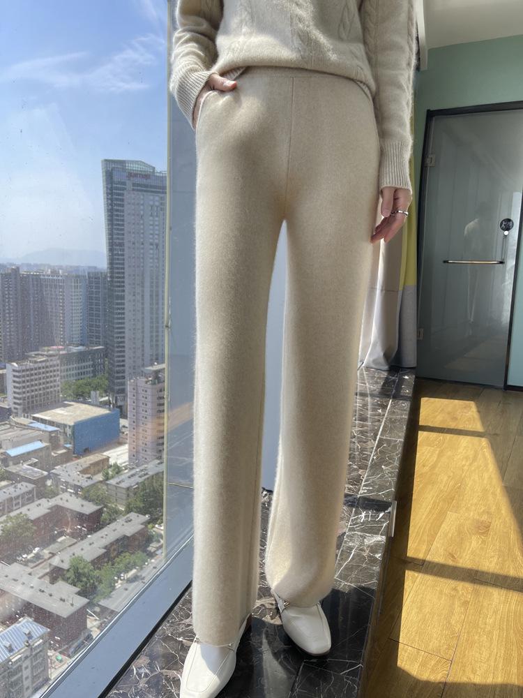 Women s High-Waisted Wide-Leg Wool Trousers - 2025 Autumn/Winter Collection XL