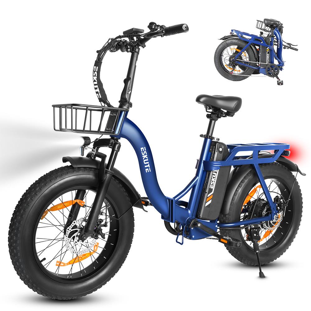 Electric Bicycle Eskute D202 20" Tire 250W Motor City Foldable E-Bike 48V 20.8Ah Dual Disc Brakes 7 Speed Max Load 150Kg