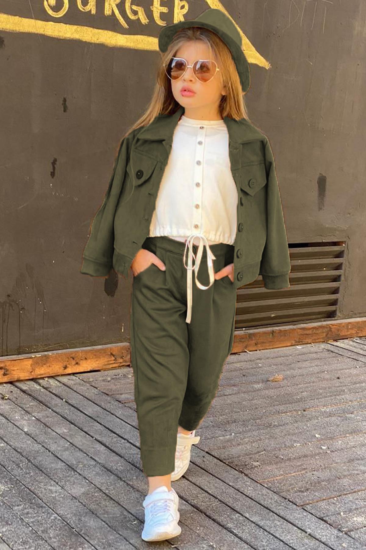 

Замшевая шляпа для девочки, бархатная куртка, зеленый комплект верха и низа