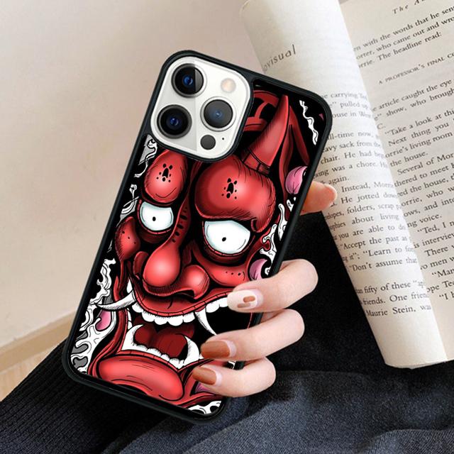 Japanese Oni Hannya Demon Mask cool Phone Case Back Cover for iPhone 17 Air 16 15 14 13 11 12 Pro Max Plus Coque