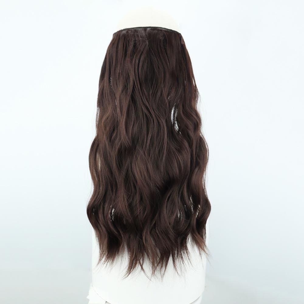 

MISSQUEEN Чистые коричневые длинные волнистые наращивание волос Синтетическое волокно Натуральная невидимая проволока и зажимы Шиньон для повседневной носки 55 cm