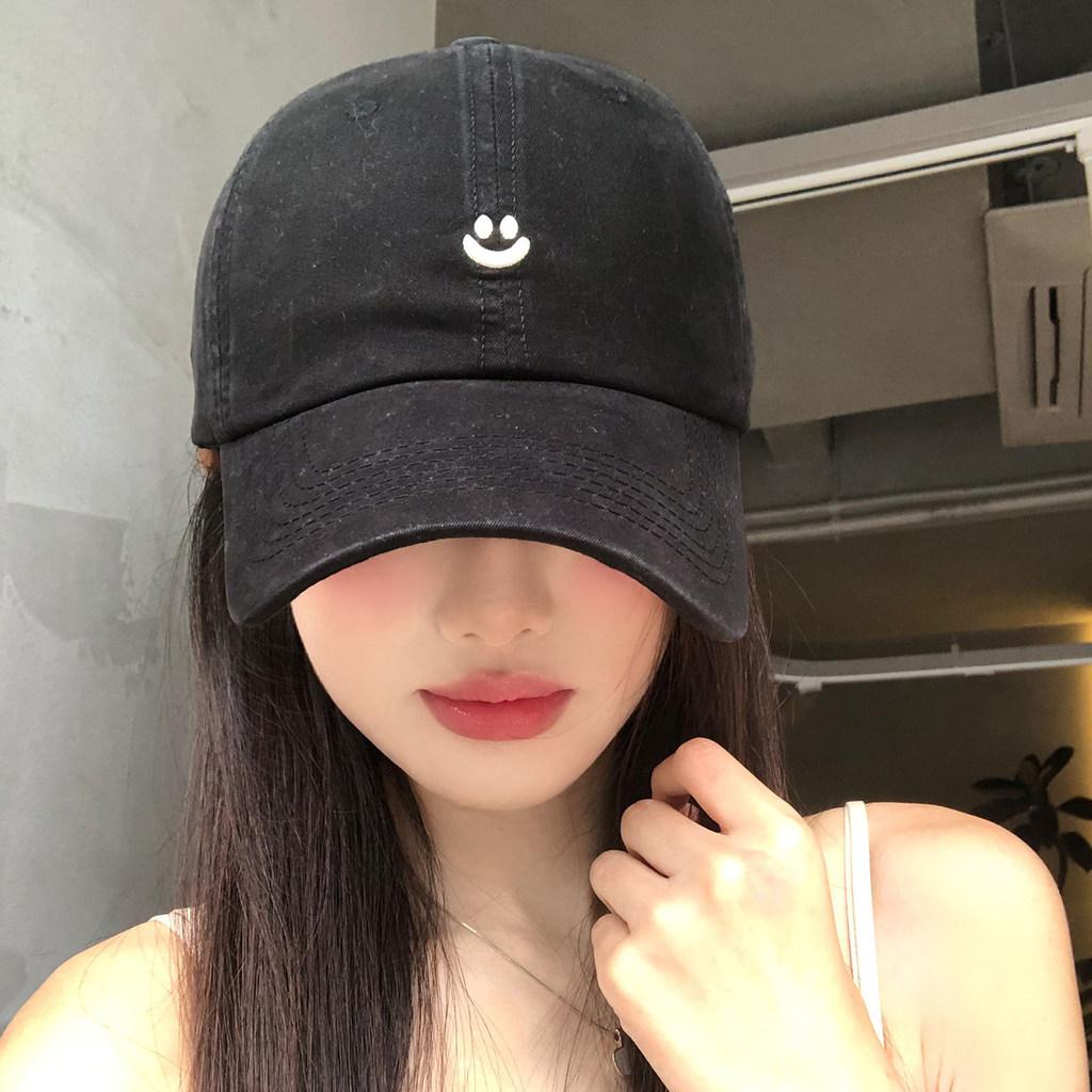 Cotton Baseball Cap With Embroidered Face Smile For Women And Men