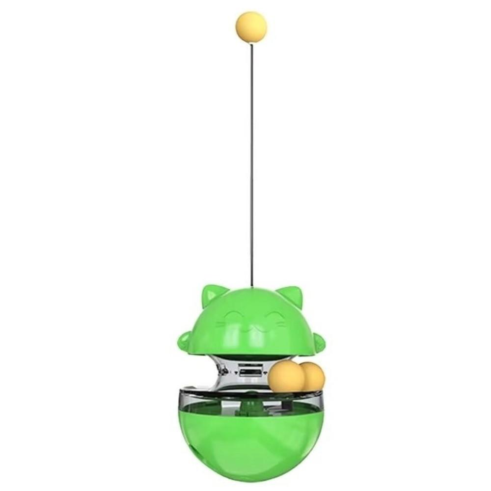 

Interactive Leaking Food Ball Treat Dispenser Cat Teasing Stick for Relieve Boredom зелёный