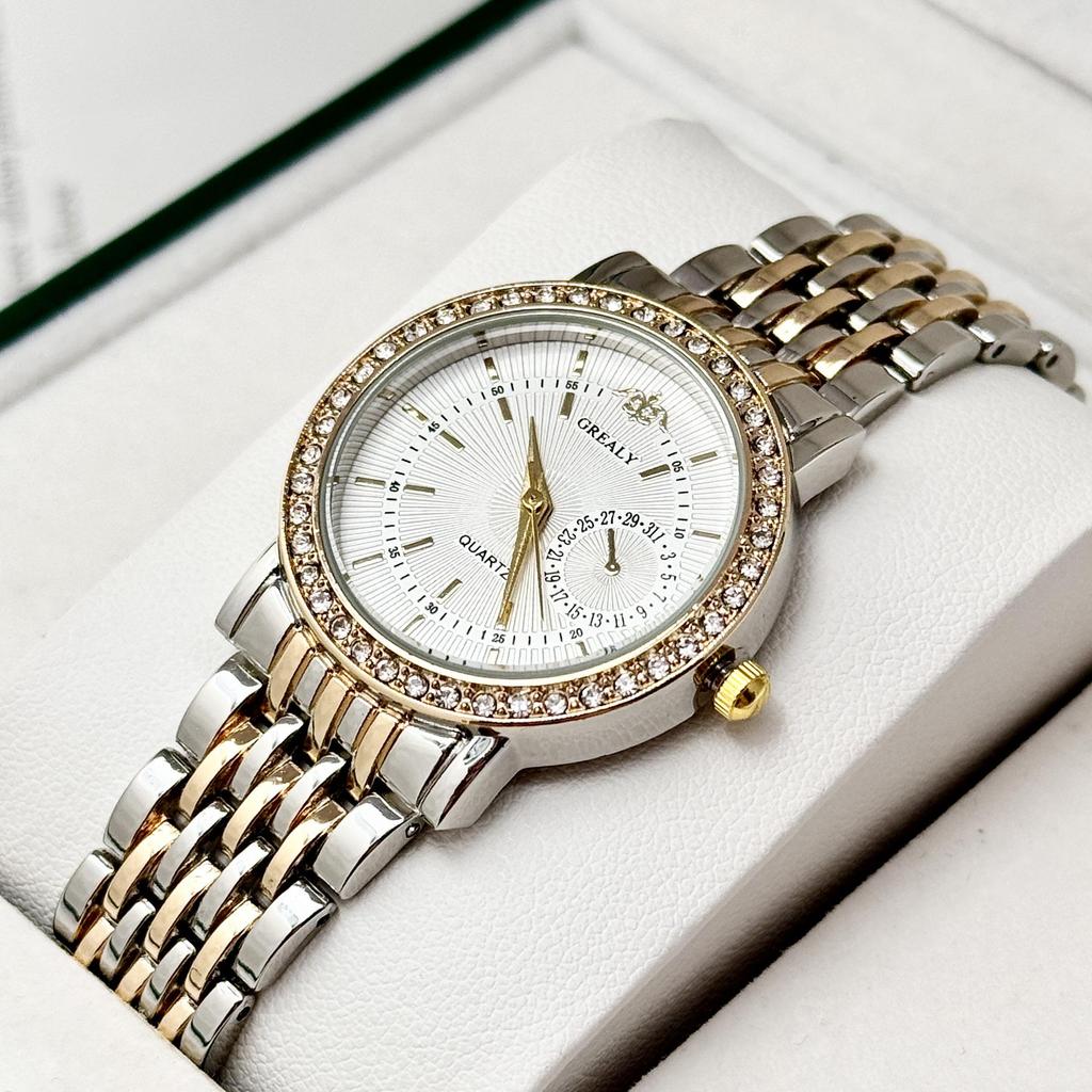 GREALY Elegant Ladies' Diamond-Set Quartz Bracelet Watch