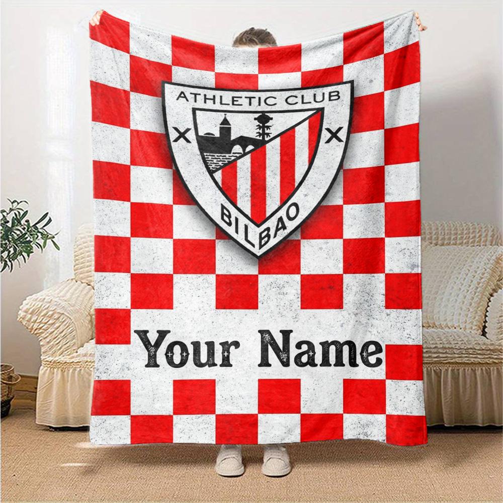 Name Custom Athletic Club Print Flannel Blanket High Quality Warm Comfortable Cover for All Seasons Perfect for Gifts Home Decor