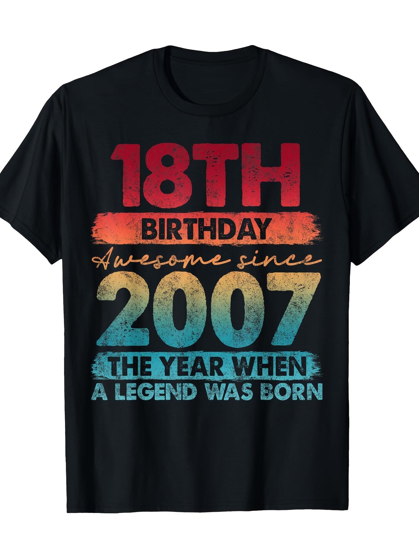 

Vintage 2007 Limited Edition 18th Birthday T-shirt -2000s Nostalgic Pattern Print with 18th Birthday Text and 2007 Design -... S разноцветный