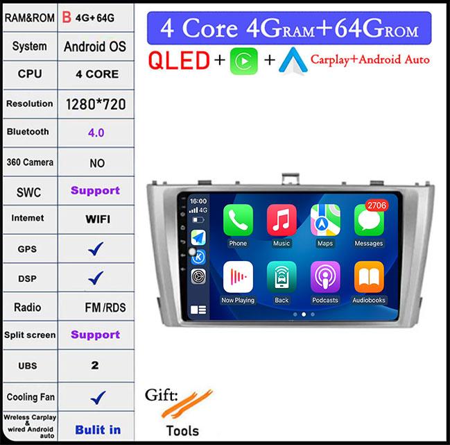 Android 14 For Toyota Avensis T27 2009 -2015 Carplay Auto Car Radio GPS Navigation Multimedia Player DSP Stereo 4G