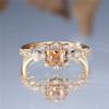 Princess Cut Champagne Zircon Engagement Rings for Women Vintage Gold Color Finger Ring Wedding Party Jewelry