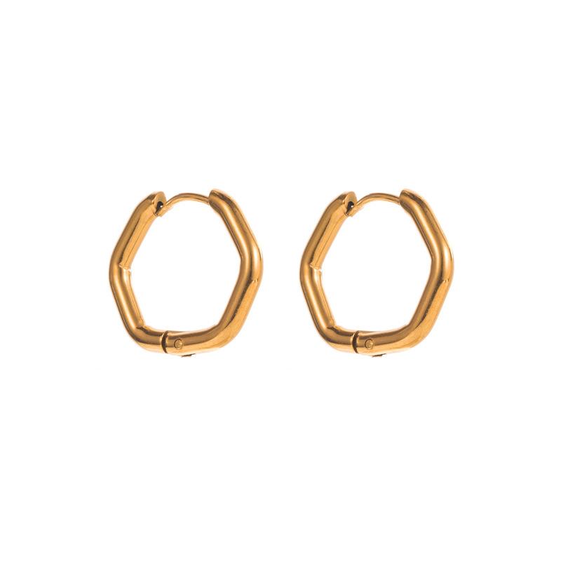 

Женские простые серьги-кольца из титановой стали с геометрическим рисунком в форме квадратного сердца золотого цвета, украшения для ушей OneSize