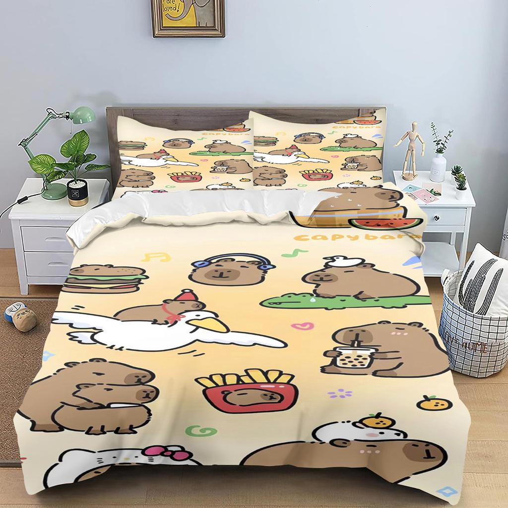 Capybara Bedding Set Twin Size Kids Gifts For Capybara Lovers Comforter Cover Set For Teens Capybara Animals Lovers Duvet Cover